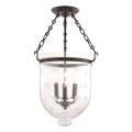 Hampton - Three Light Flush Mount with Star Pattern Glass - 12 Inches Wide by 20.25 Inches High - 1071393