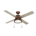 Loki-4 Blade Ceiling Fan with Light Kit and Pull Chain in Casual Style-52 Inches Wide by 16.87 Inches High - 1025948
