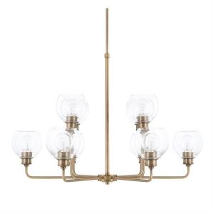 Mid-Century - Chandelier 6 Light Polished Nickel Steel - in Transitional style - 35.75 high by 26 wide