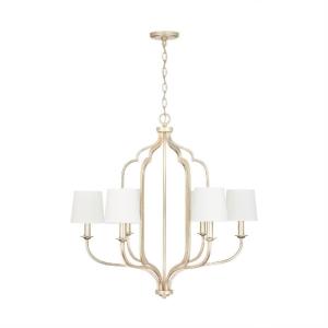 Ophelia - Chandelier 6 Light Winter Gold Metal/Cloth - in Traditional style - 31 high by 30.75 wide