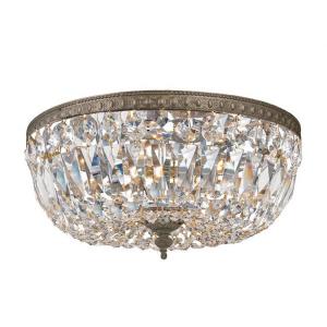 3 Light Flush Mount in Classic Style - 14 Inches Wide by 7.5 Inches High