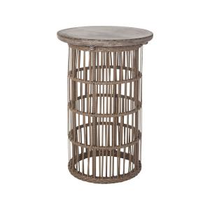 Refuge - Transitional Style w/ ModernFarmhouse inspirations - Concrete and Poly Rattan Side Table - 23 Inches tall 16 Inches wide