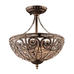 Elizabethan - 3 Light Semi-Flush Mount in Traditional Style with Victorian and French Country inspirations - 14 Inches tall and 13 inches wide