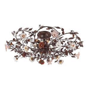 Cristallo Fiore - 6 Light Flush Mount in Traditional Style with Country/Cottage and Nature/Organic inspirations - 13 Inches tall and 38 inches wide