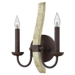 Middlefield-2 Light Rustic Wall Sconce with Wood and Metal Design-10 Inches Wide by 13.5 Inches Tall