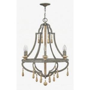 Cordoba-6 Light Small Open Frame Bohemian Chandelier with Metal and Wood-26 Inches Wide by 34.5 Inches Tall