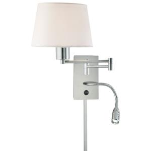 Two Light Swing Arm Wall Sconce with Reading Lamp in Contemporary Style-10 Inches Wide by 15.75 Inches Tall
