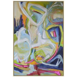 Constant knot - 43.55 Inch Small Hand Painted Abstract Framed Canvas Art