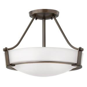 Hathaway - 3 Light Medium Semi-Flush Mount in Transitional Style - 16 Inches Wide by 11.75 Inches High