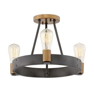 Silas - Three Light Small Semi-Flush Mount in Industrial Style - 17 Inches Wide by 10.5 Inches High