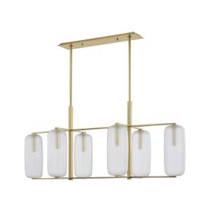 Pebble - Six Light Linear Pendant in Contemporary Style - 19.63 Inches Wide by 22 Inches High