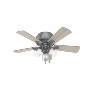Crestfield-Low Profile Ceiling Fan with LED Light and Pull Chain in Casual Style-42 Inches Wide by 15.08 Inches High