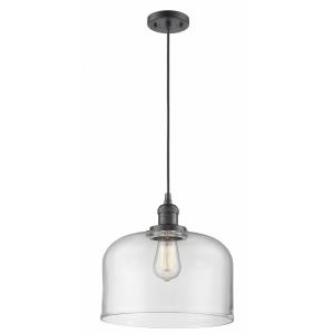 X-Large Bell-1 Light Mini Pendant in Industrial Style-12 Inches Wide by 8 Inches High