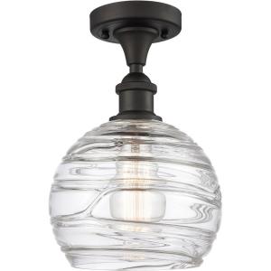 Deco Swirl-1 Light Semi-Flush Mount in Industrial Style-8 Inches Wide by 13 Inches High