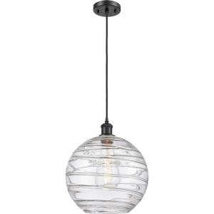 X-Large Deco Swirl-1 Light Mini Pendant in Industrial Style-12 Inches Wide by 15 Inches High