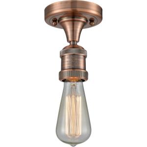 Bare Bulb-1 Light Semi-Flush Mount in Restoration-Vintage Style-4.5 Inches Wide by 5.5 Inches High