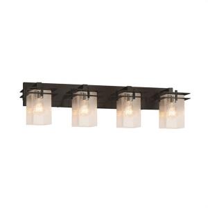 Fusion Metropolis - 4 Light Bath Bar with Square Cylinder Seeded Glass Shade