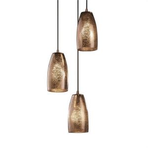 Fusion Small - 3 Light Cluster Pendant with Tall Tapered Cylinder Mercury Glass Shade