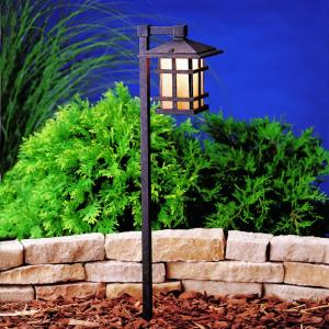 Cross Creek - Line Voltage Path and Spread Light - with Arts and Crafts/Mission inspirations - 27 inches tall by 6 inches wide