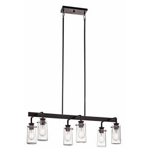 Braelyn - 6 Light Linear Chandelier - with Vintage Industrial inspirations - 11.5 inches tall by 15 inches wide