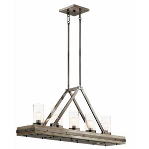 Colerne - 5 Light Linear Chandelier - with Lodge/Country/Rustic inspirations - 21 inches tall by 10.75 inches wide