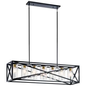 Moorgate - 7 light Linear Chandelier - with Lodge/Country/Rustic inspirations - 12.75 inches tall by 12 inches wide