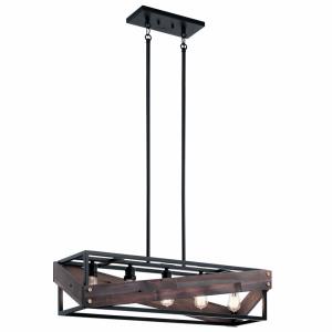 Fulton Cross - 5 light Single Linear Chandelier - with Lodge/Country/Rustic inspirations - 9.5 inches tall by 10.5 inches wide