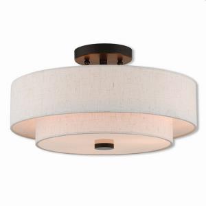 Claremont - 3 Light Semi-Flush Mount in Claremont Style - 15 Inches wide by 8 Inches high