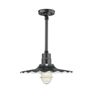 R Series-One Light Stem Hung Pendant with Radial Wave Shade-18 Inches Wide by 11.25 Inches High