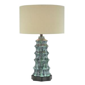 1 Light Table Lamp Fabric Base with Light Green Fabric Shade - 26 inches tall by 16 inches wide