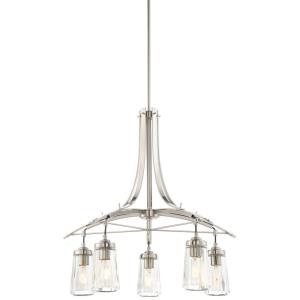 Poleis - Chandelier 5 Light Brushed Nickel in Transitional Style - 26.5 inches tall by 26.5 inches wide