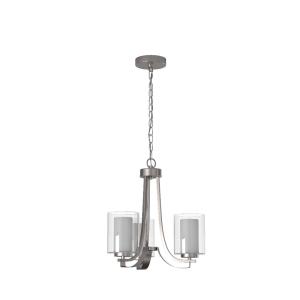 Parsons Studio - Mini Chandelier 3 Light Brushed Nickel in Transitional Style - 18.5 inches tall by 18 inches wide