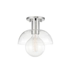 Kyla-One Light Semi-Flush Mount in Style-9 Inches Wide by 9.5 Inches High