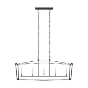 Sean Lavin-Linear Chandelier 5 Light Steel in Period Inspired Style-14 Inches Wide by 20.25 Inches Tall