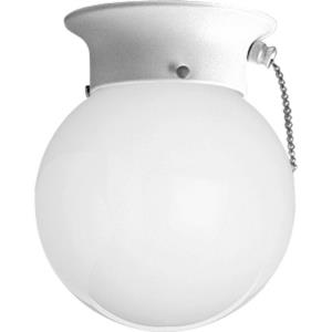 Glass Globes - 7.25 Inch Height - Close-to-Ceiling Light - 1 Light - Globe Shade - Line Voltage - Damp Rated