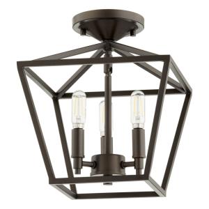 Gabriel - 3 Light Semi-Flush Mount in Quorum Home Collection style - 10.25 inches wide by 12 inches high