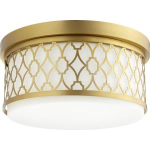 3 Light Flush Mount in Transitional style - 14.25 inches wide by 7 inches high