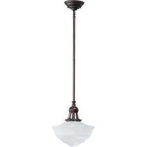 1 Light Schoolhouse Pendant in Transitional style - 12 inches wide by 16 inches high