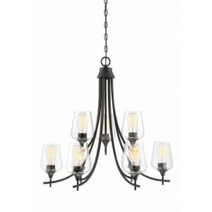 9 Light Chandelier-Transitional Style with Contemporary and Bohemian Inspirations-28.5 inches tall by 30 inches wide