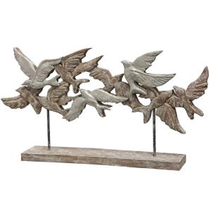 Native Flock - 28 Inch Wood Carved Table Sculpture