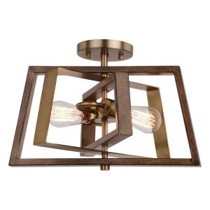 Dunning 2-Light Semi-Flush Mount in Transitional and Rectangular Style 11 Inch Tall and 16 Inches Wide