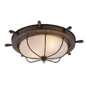 Orleans 2-Light Outdoor Ceiling in Coastal and Ships Wheel Style 5 Inches Tall and 15 Inches Wide