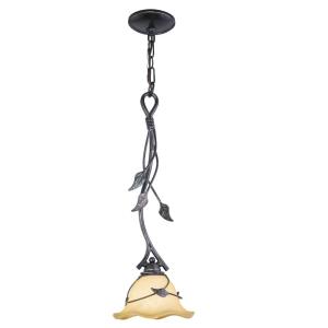 Vine 1-Light Mini Pendant in Rustic and Scalloped Bell Style 22 Inches Tall and 7.5 Inches Wide